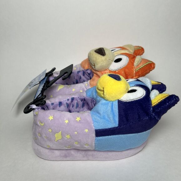NWT Bluey Kids Size 7/8 Glow in The Dark Slipper Warm Bluey & Bingo - Picture 3 of 7